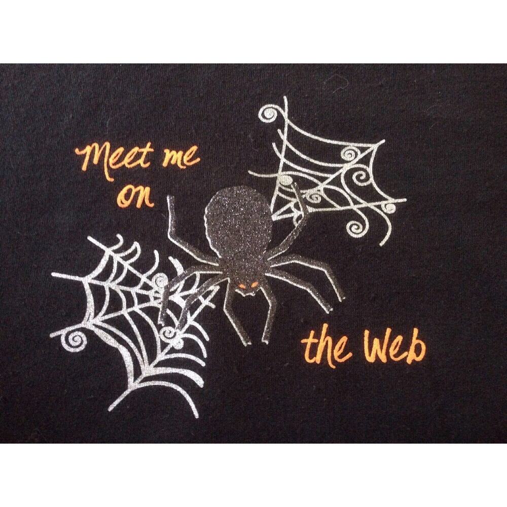 Meet Me on the Web Halloween Spider Black Cotton Blend Womens Sweatshirt L 45"